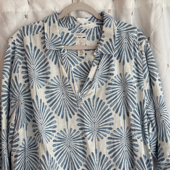 Joie Tops - Women’s linen Shirt in Blue and White